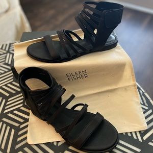 Eileen Fisher Otto strappy black flat sandal